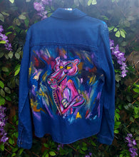 Load image into Gallery viewer, Denim Shirt in the style of Pink Panther