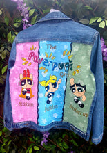 Load image into Gallery viewer, Denim Jacket in the style of the PowerPuff Girls