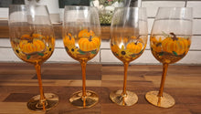 Load image into Gallery viewer, Autumn Pumpkin Wine Glasses Set of 4
