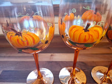 Load image into Gallery viewer, Autumn Pumpkin Wine Glasses Set of 4