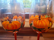 Load image into Gallery viewer, Autumn Pumpkin Wine Glasses Set of 4